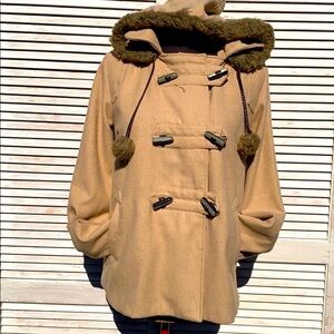 Paris Blues   Tan  Pea Coat Size -L